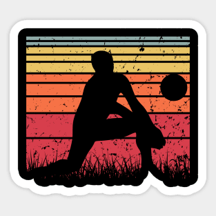 Travel back in time with beach volleyball - Retro Sunsets shirt featuring a player! Sticker